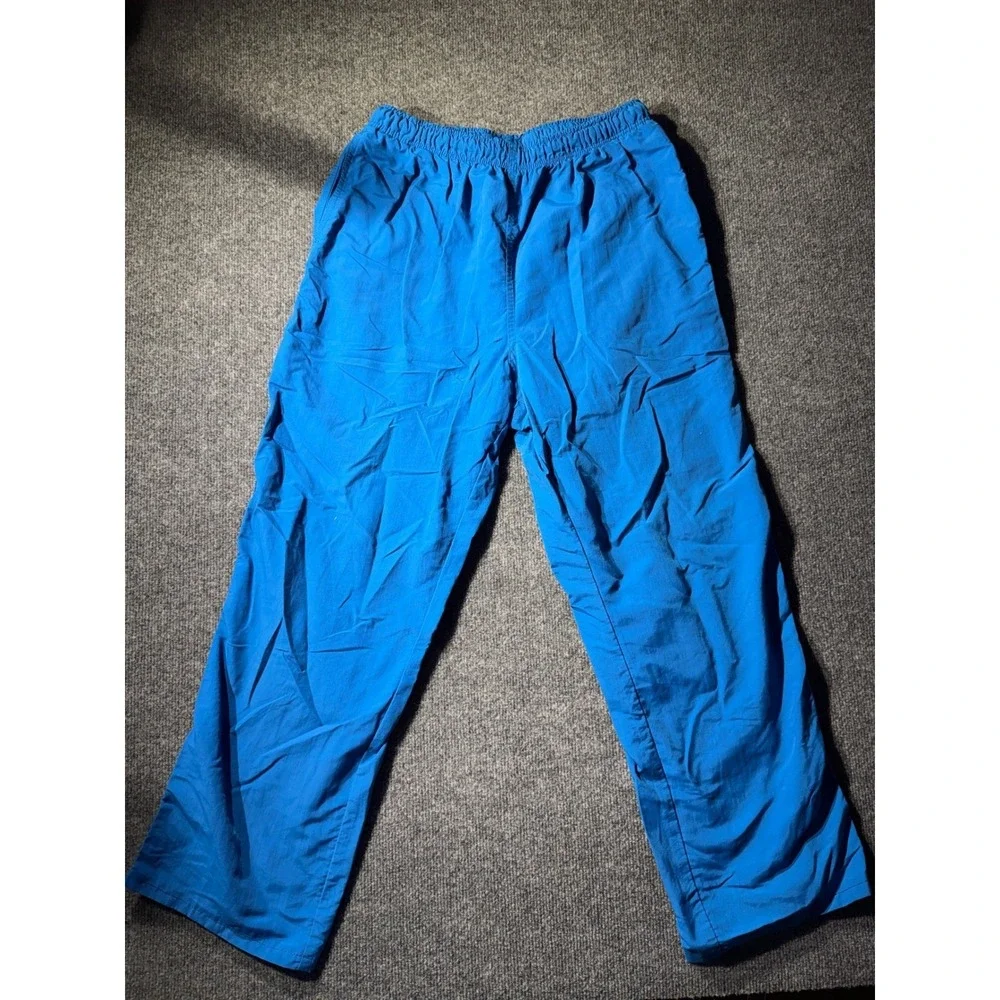 Lands End Vintage Mens Blue Supplex Nylon Windbreaker Pants Made in USA Size 34